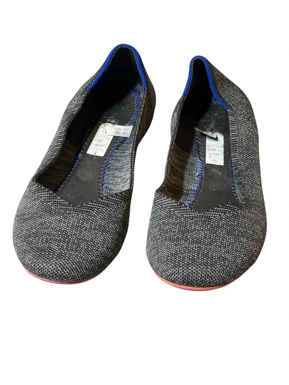 Rothys The Flat Size 9 Charcoal Gray Birdseye Round Toe Washable Knit Ballet